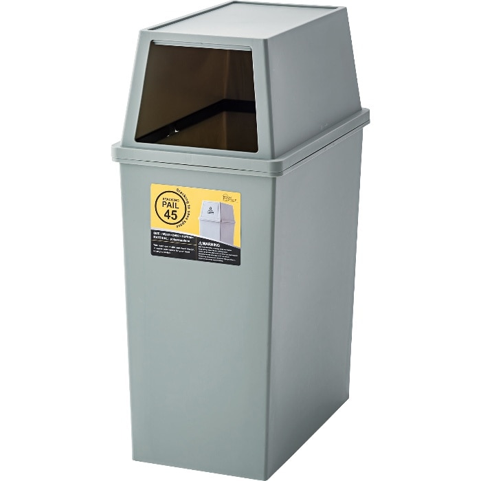 [直送3]ゴミ箱 フラップ式ダストボックス スタッキングペール 45L スリム LFS-761GR グリーン (幅28×奥行45×高さ67)(本州四国九州限定)