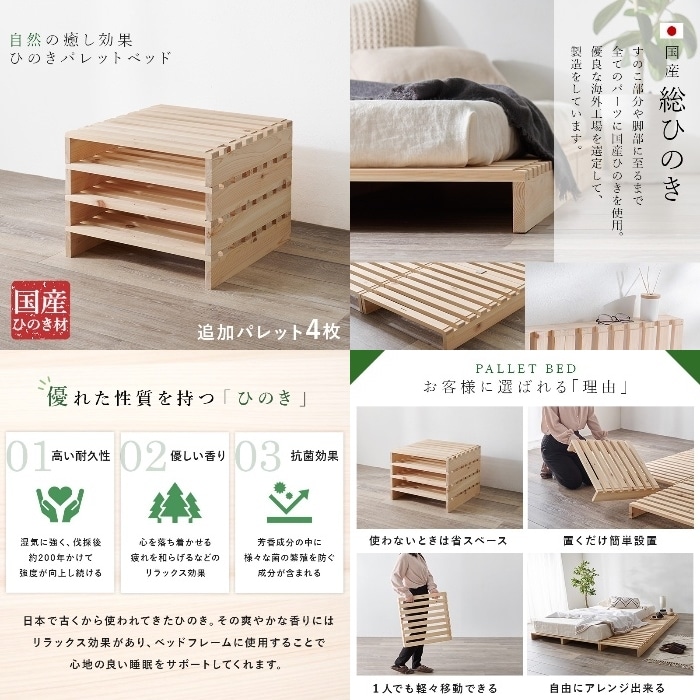 [直送5]パレットベッド専用 追加床板４枚組（対応商品：WB-7723S/WB-7723SD）WB-7723S4　