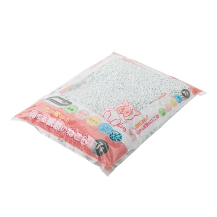 [取寄10][まとめ買い]【6個セット】色が変わる固まる紙製の猫砂 7L [4589458464429]