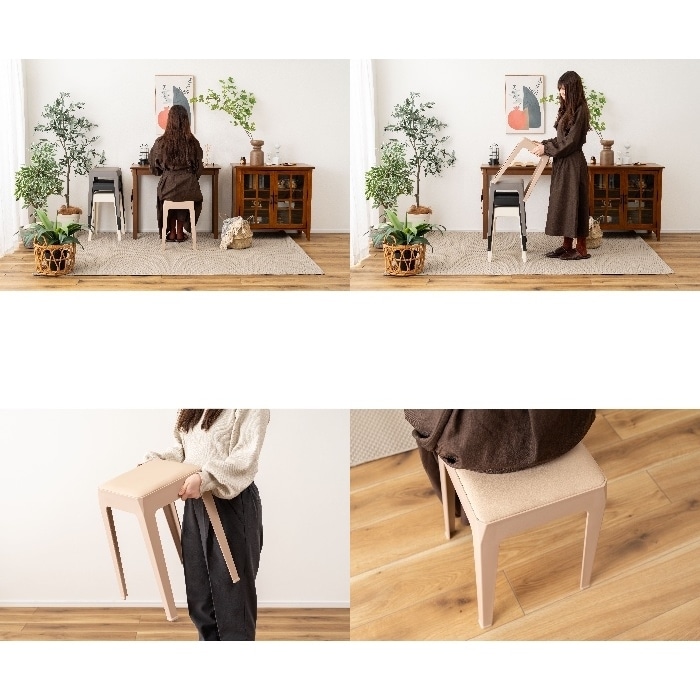 [直送3]スツール PC-732RBE ローズベージュ (幅33×奥行33×高さ46)(本州四国九州限定)