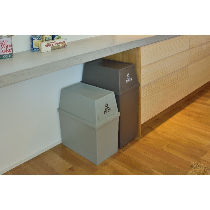 [直送3]ゴミ箱 フラップ式ダストボックス スタッキングペール 45L スリム LFS-761BR ブラウン (幅28×奥行45×高さ67)(本州四国九州限定)