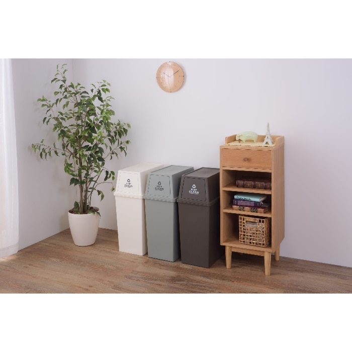 [直送3]ゴミ箱 フラップ式ダストボックス スタッキングペール 45L スリム LFS-761WH ホワイト (幅28×奥行45×高さ67)(本州四国九州限定)