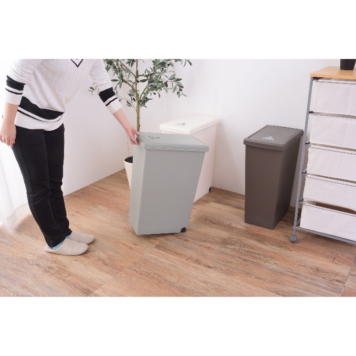 [直送3]ゴミ箱 スライド式ダストボックス スライドペール 45L LFS-763GR グリーン (幅27×奥行42×高さ60.5)(本州四国九州限定)