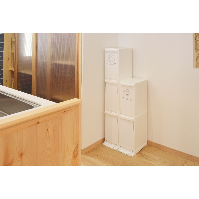 [直送3]ゴミ箱 ダストボックス2段タイプ 20L(1段あたり10L) LFS-932WH ホワイト (幅21×奥行37×高さ80)(本州四国九州限定)