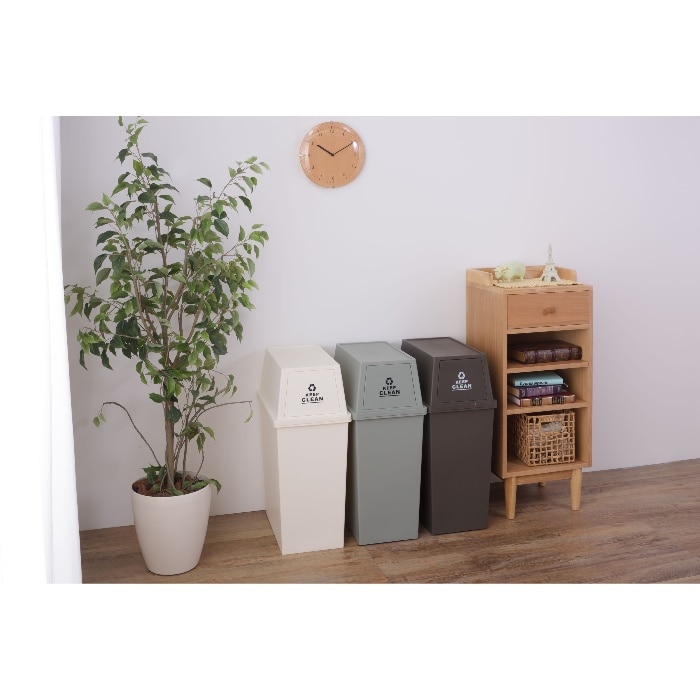 [直送3]ゴミ箱 フラップ式ダストボックス スタッキングペール 45L スリム LFS-761BR ブラウン (幅28×奥行45×高さ67)(本州四国九州限定)