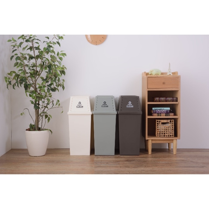 [直送3]ゴミ箱 フラップ式ダストボックス スタッキングペール 45L スリム LFS-761GR グリーン (幅28×奥行45×高さ67)(本州四国九州限定)