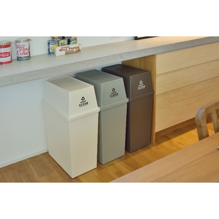 [直送3]ゴミ箱 フラップ式ダストボックス スタッキングペール 45L スリム LFS-761GR グリーン (幅28×奥行45×高さ67)(本州四国九州限定)