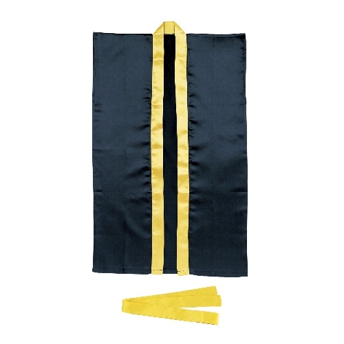 取寄5]ソフトサテンロングハッピ S 黒/金襟 (ハチマキ付) 14443: PC