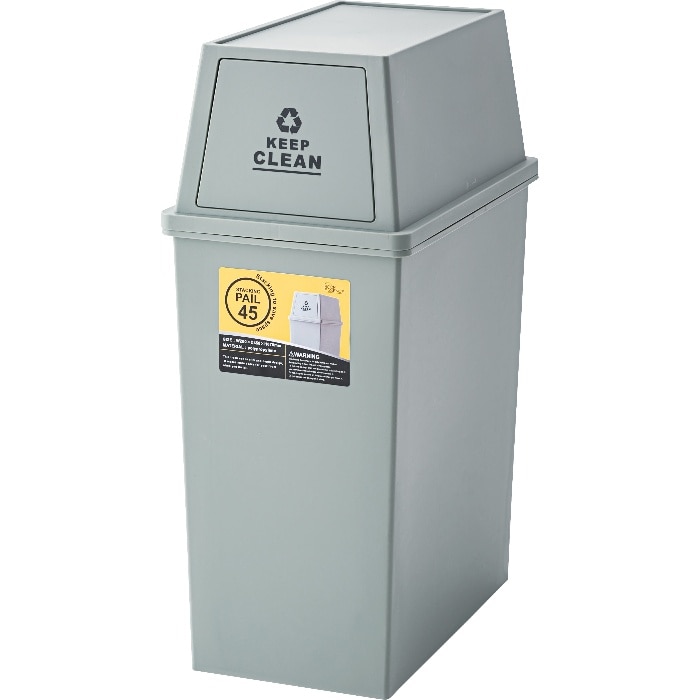 [直送3]ゴミ箱 フラップ式ダストボックス スタッキングペール 45L スリム LFS-761GR グリーン (幅28×奥行45×高さ67)(本州四国九州限定)