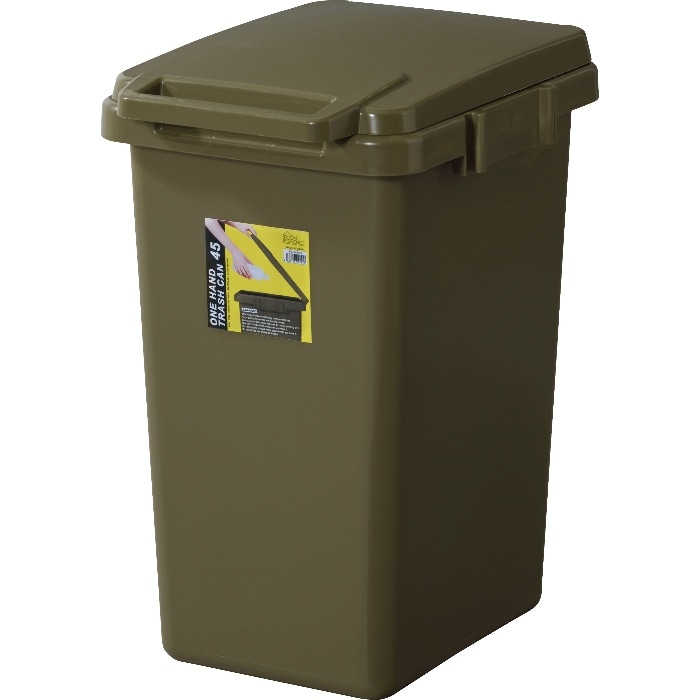[直送3]ゴミ箱 ダストボックス ワンハンドトラッシュカン 45L LFS-845GR グリーン (幅34.1×奥行45×高さ57.5)(本州四国九州限定)