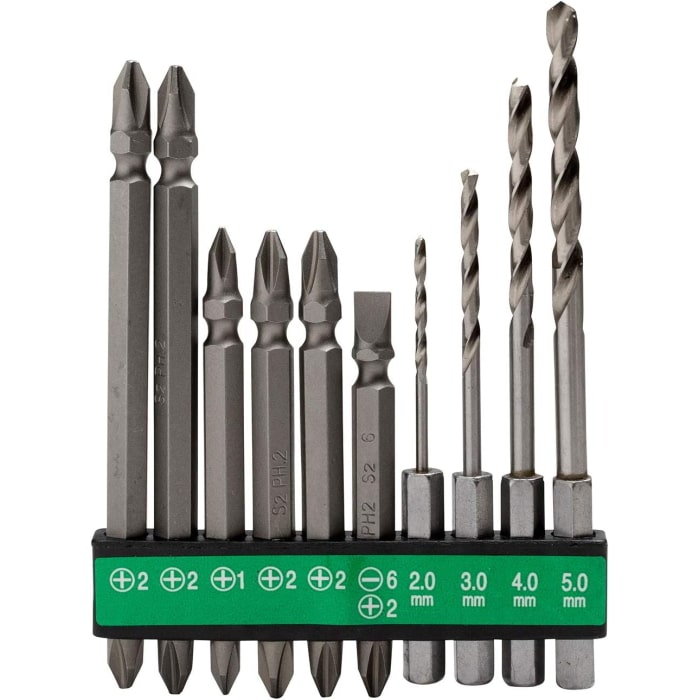 [直送3]ビット10本セット インパクトドライバー、ドライバードリル用 六角二面幅6.35mm 0040-1000