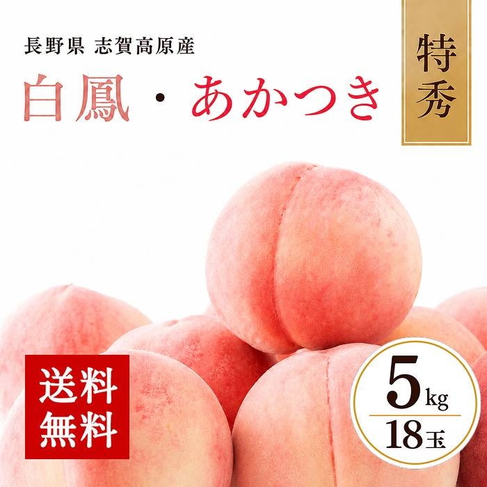 [直送商品]長野県 志賀高原産 もも 特秀 18玉 約5kg 送料無料 【綿半お中元】【7月後半～8月中旬順次発送】【配送指定日不可】