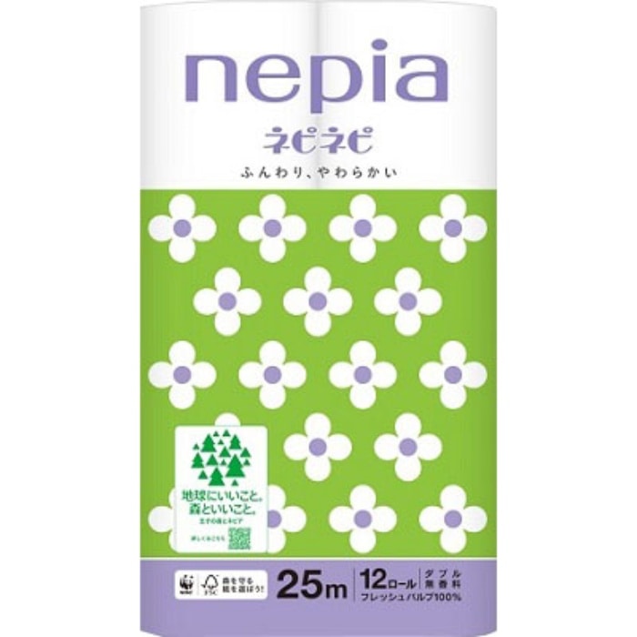 ネピア ネピネピ トイレットロール 無香料 25M ダブル 12ロール
