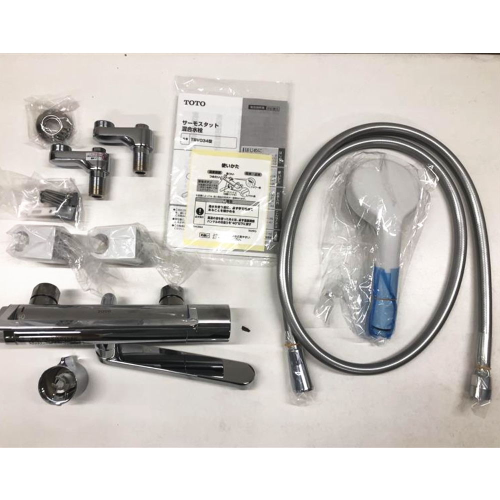 [ジャンク品]壁付サーモスタット混合水栓 TBV03414J1 (コンフォートウエーブ1モード)