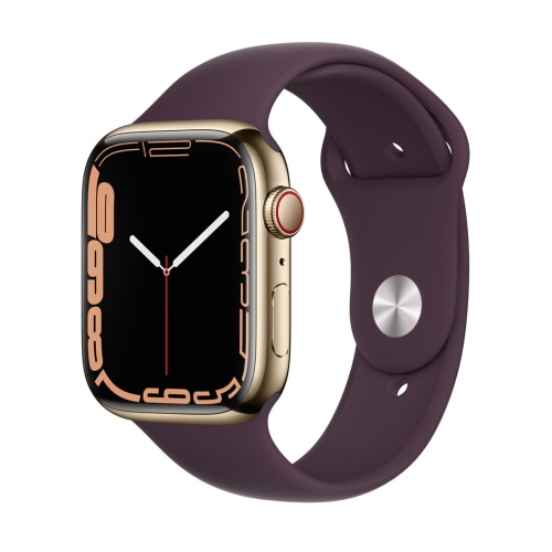 [未使用品](#)Apple Watch Series 7 GPS+Cellularモデル 45mm MKJX3J/A ゴールドステンレススチールケースダークチェリースポーツバンド