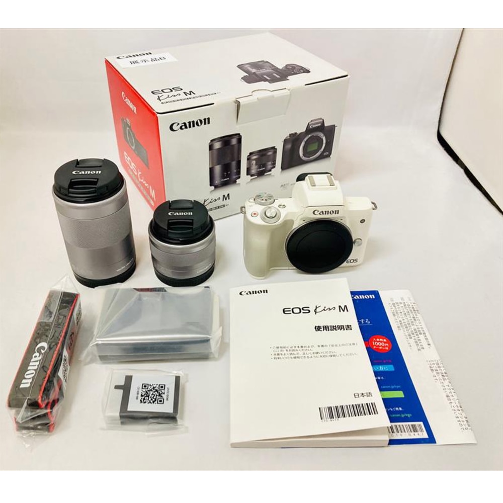 展示品B]EOS Kiss M ダブルズームキット EOSKISSMWHWZK ホワイト: PCボンバー