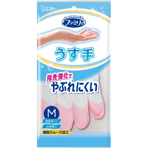 ファミリー ビニールうす手 指先抗ウイルス加工 Ｍ ピンク