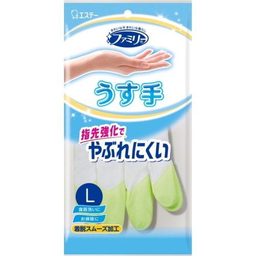 ファミリー ビニールうす手 指先抗ウイルス加工 Ｌ グリーン