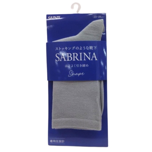 サブリナシェイプ 綿混ミドル丈ソックス グレー 23-25cm SQV512