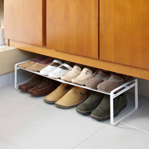 伸縮シューズラックフレーム ホワイト 玄関収納 スタッキング [取寄商品]