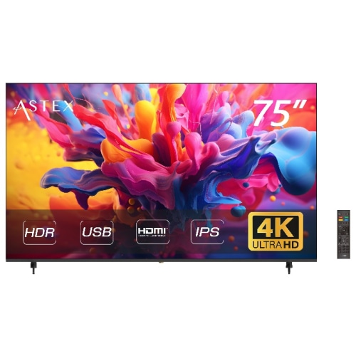 [直送5]【法人限定】ASTEX 75インチ 4K UHD大型モニター IPS(ADS)パネル HDR10対応 HDMI×3 USB再生対応 業務用ディスプレイ AS-M75 (本州四国九州限定)