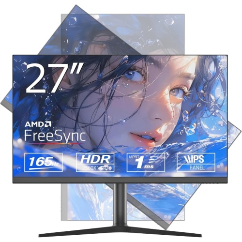 [直送5]ASTEX 27インチ WQHDゲーミングモニター IPSパネル 165Hz 1ms HDR対応 高さ調整・ピボット対応 DisplayPort HDMI対応 27QS165H (本州四国九州限定)