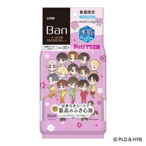 Ban さっぱり感PREMIUMシート クール ローズ＆ゼラニウム PetiTEENデザイン 30枚