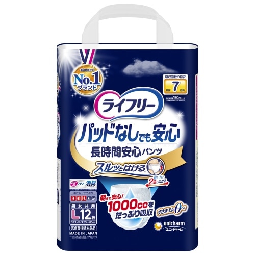 [取寄10]ライフリー尿とりパットなしで長時間安心L12枚 [4903111090310]