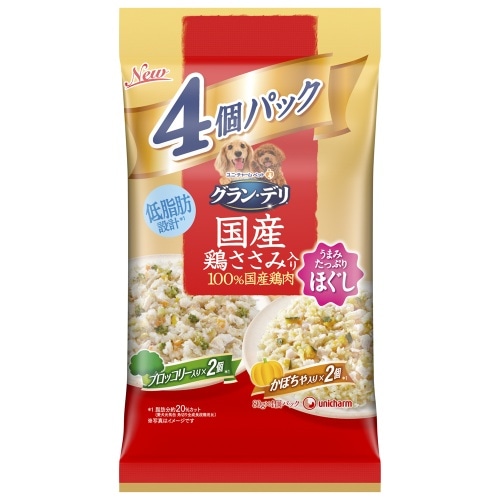 ユニ・チャーム グランデリパウチささみほぐしブロッコリ [80g×4]