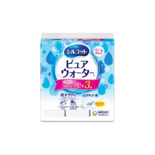 シルコットウェット ピュアウォーター つめかえ 60枚×3個パック