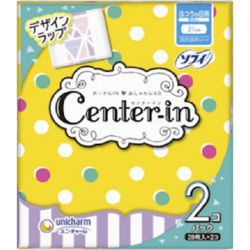 センターイン ふわふわタイプ ふつうの日 羽なし 28枚 2コパック