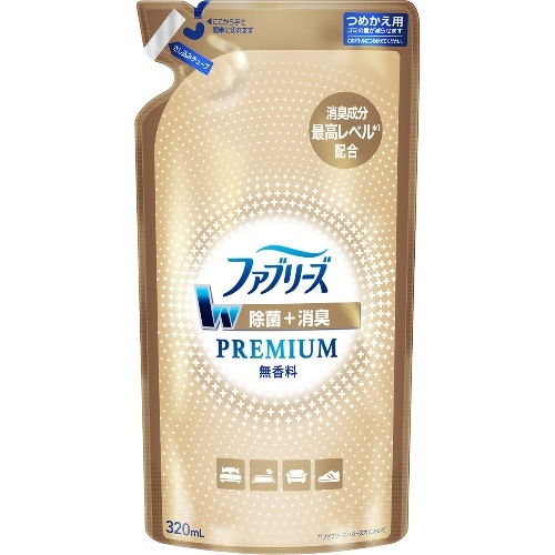 ファブリーズ W除菌+消臭 プレミアム 無香料 つめかえ 320ml