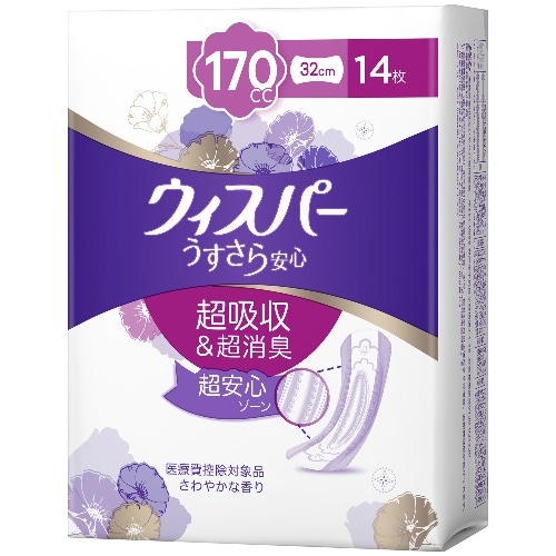 ウィスパー うすさら安心 長時間 夜でも安心 170cc 14枚