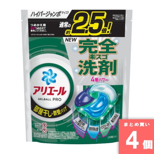 [まとめ買い]【4個セット】アリエールGBプロ 部屋干し詰替HJ 28個