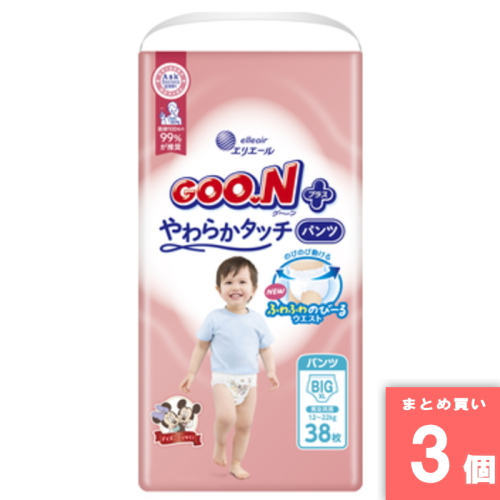 [まとめ買い]【3個セット】グーンプラス 肌快適設計パンツ BIG 38枚