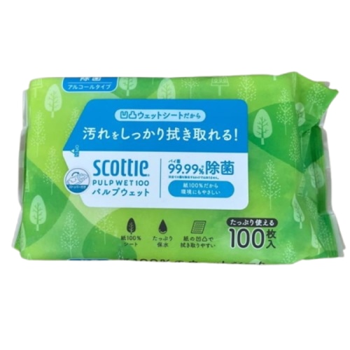 スコッティ ウェットティシュー 除菌アルコール パルプ WET 100枚
