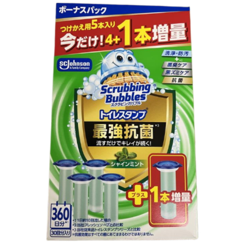 スクラビングバブル トイレスタンプ最強抗菌 シャインミント つけかえ用 ボーナスパック 4本＋1本