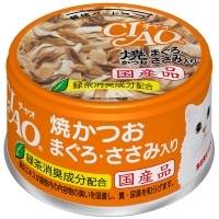 いなばペットフード ホワイティ 焼かつお まぐろささみ [85g]