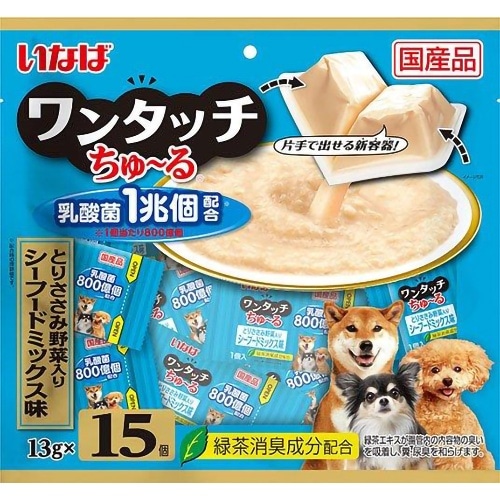 いなばペットフード ワンタッチちゅ～るささみシーフードM [13g××15個]