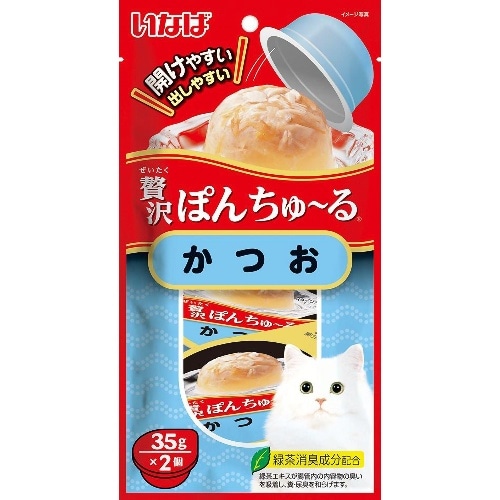 [取寄10]いなばペットフード 贅沢ぽんちゅーるかつお [35g×2個][4901133656330]