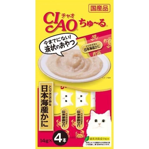 [取寄10]いなばペットフード いなばCIAOちゅーるとりささみ日本海かに [14g×4本][4901133716683]