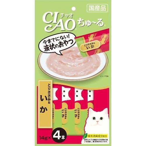 [取寄10]いなばペットフード いなばちゅーるとりささみ＆いか [14g×4本][4901133718274]