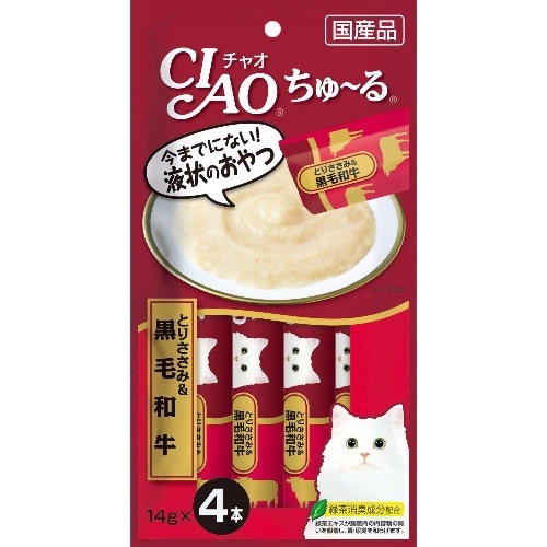 いなばペットフード ちゅーるとりささみ＆黒毛和牛 [14g×4本]