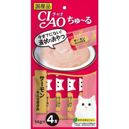 いなばペットフード ちゅーるサーモン＆とりささみ [14g×4本]