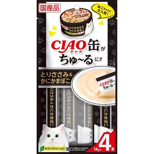 いなばペットフード チャオ缶ちゅーる とりささみかにかま 4本