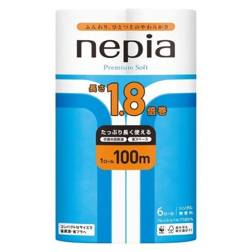 ネピア プレミアムソフト トイレットロール 1.8倍巻 シングル 6ロール