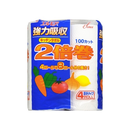 エルモア 強力吸収キッチンタオル 2倍巻