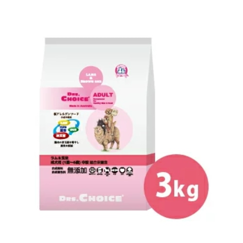 オフィスピースワン ドクターズチョイス アダルト 成犬用 中粒 ラム＆玄米 3kg