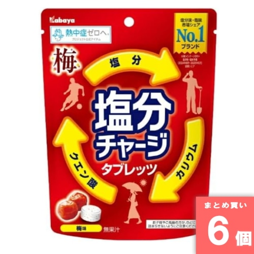 [取寄10][まとめ買い]【6個セット】塩分チャージタブレッツ 81g 梅味 熱中症 飴 タブレット 熱中症対策 熱中症予防 グッズ 業務用 塩飴 塩分補給 [4901550151982]