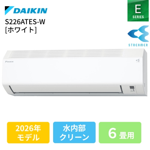 [箱難ありB]S226ATES-W ホワイト 6畳 [2.2kW]